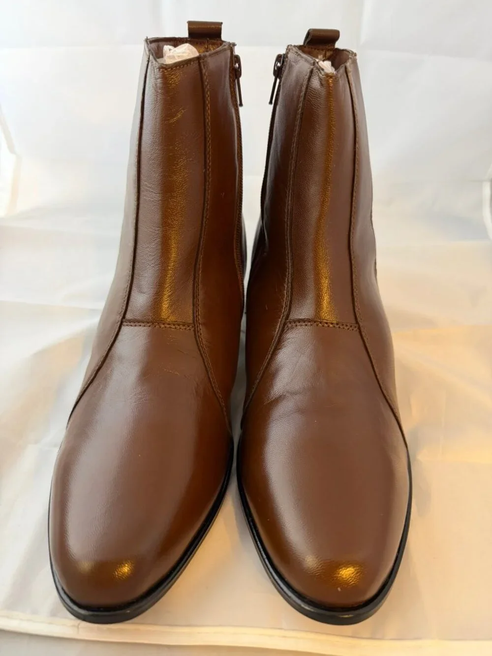 Stacy Adams Men's Santos Plain-Toe Side Zipper Boot Cognac Leather Size 11  NEW